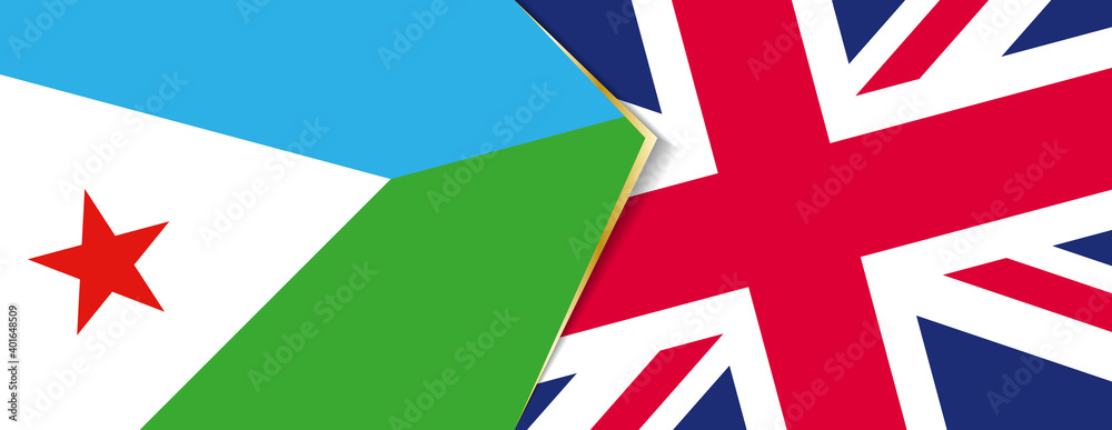 Djibouti and United Kingdom flags, two vector flags.