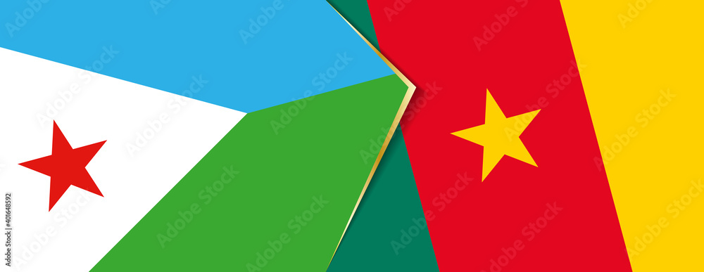 Djibouti and Cameroon flags, two vector flags. Djibouti and Cameroon flags, two vector flags.