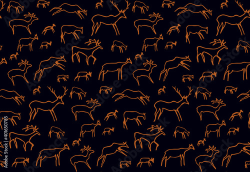 Primitive rock painting. Vector drawing