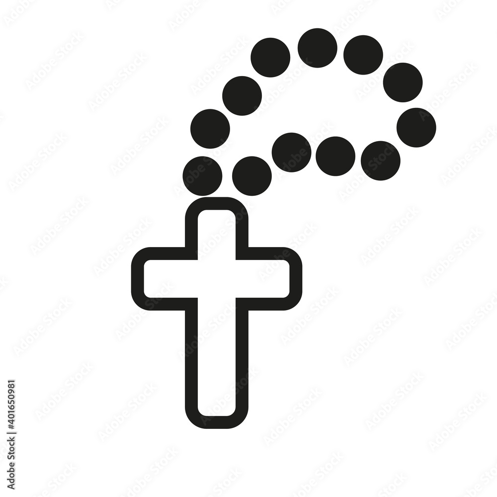 Fototapeta premium Christian rosary logo, vector art illustration.