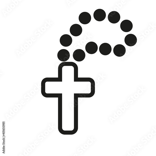Christian rosary logo, vector art illustration.