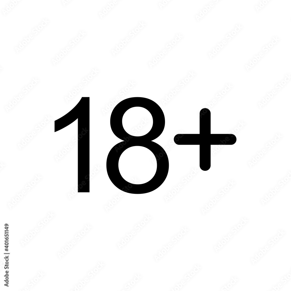 Eighteen plus outline icon. Symbol, logo illustration for mobile concept and web design. Eighteen plus outline icon. Symbol, logo illustration for mobile concept and web design.