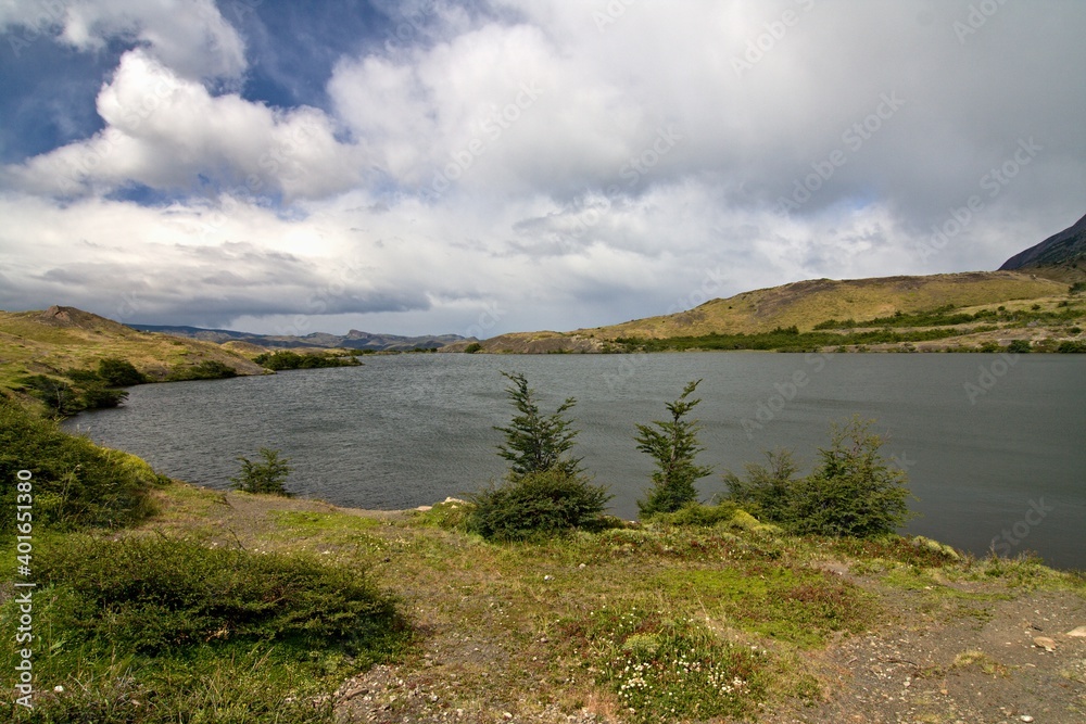 View of Laguna Inge, Torres del Paine National Park. Patagonia. Chile. South America.