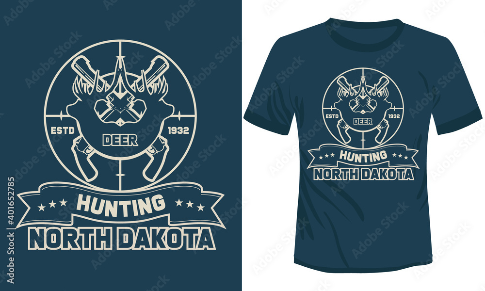 Hunting North Dakota vector t shirt, hunting t-shirt illustration