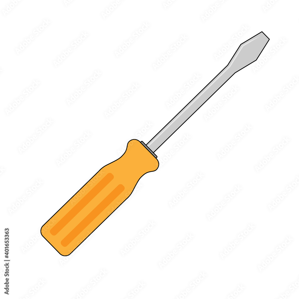 Obraz premium Simple illustration of slotted common blade screwdriver flat for apps and websites