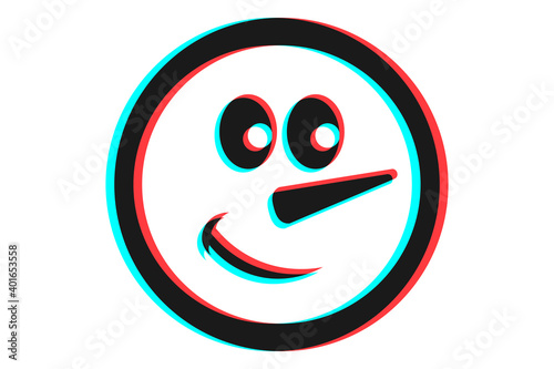 Smile or Emoji icon illustration in blue and red colors for Merry Christmas