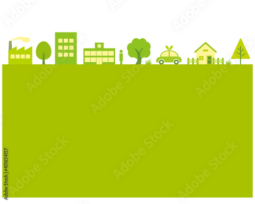 街並みのベクターイラスト　枠　フレーム