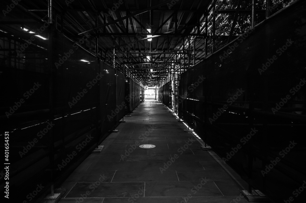 black and white walkway