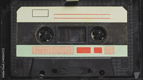 Audio Tape. Vintage Tape Recorder Plays Audio