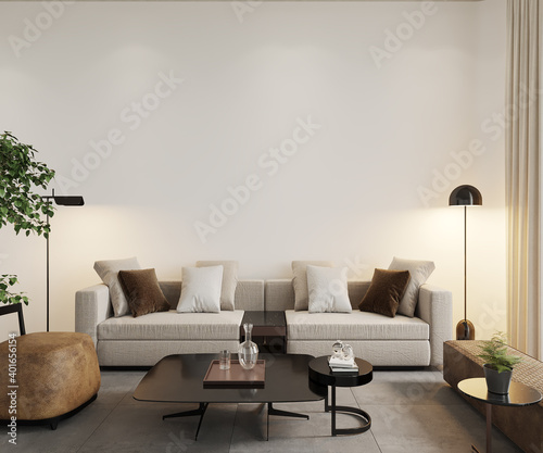 3d render, living room interior photo