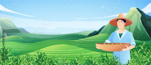 Natural Tea Production Horizontal Poster