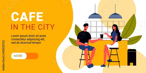 Cafe In City Horizontal Banner