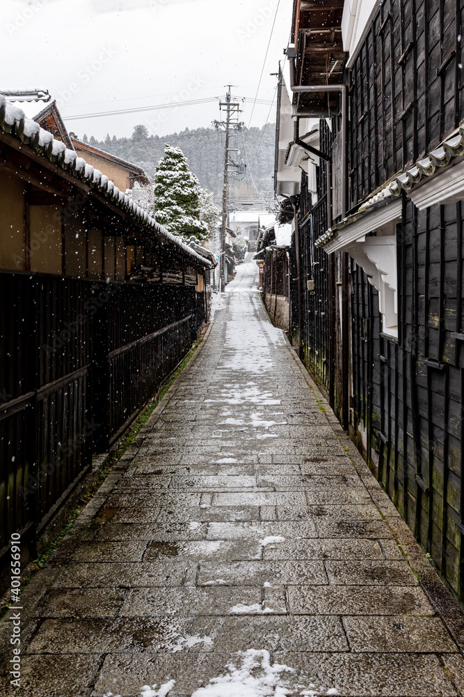 雪の明智町大正村