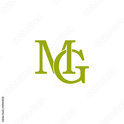letter mg linked font flat geometric logo vector