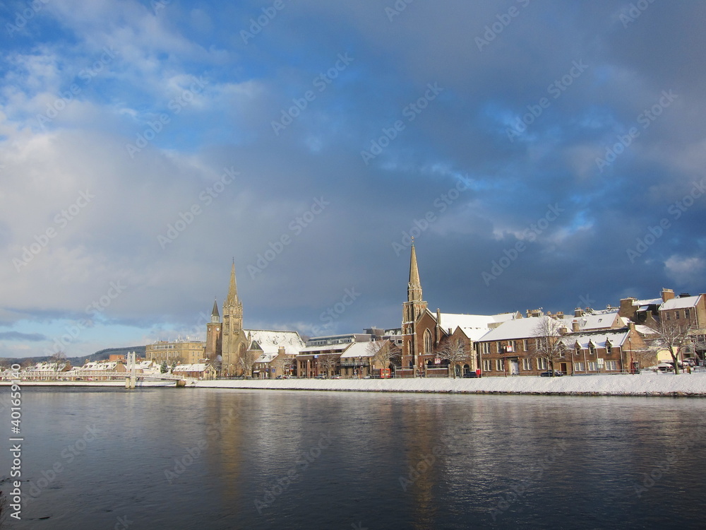 Inverness churches in the snow