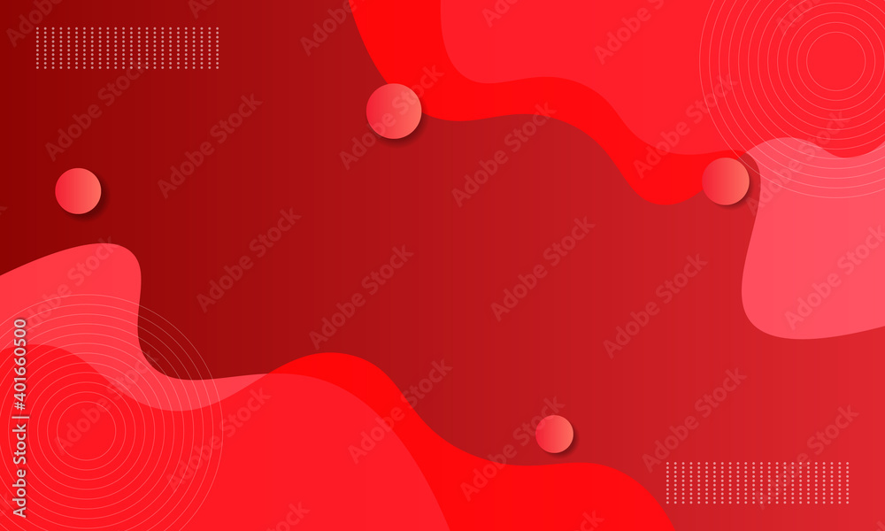 Abstract red gradient fluid with wave and circle shape background.
