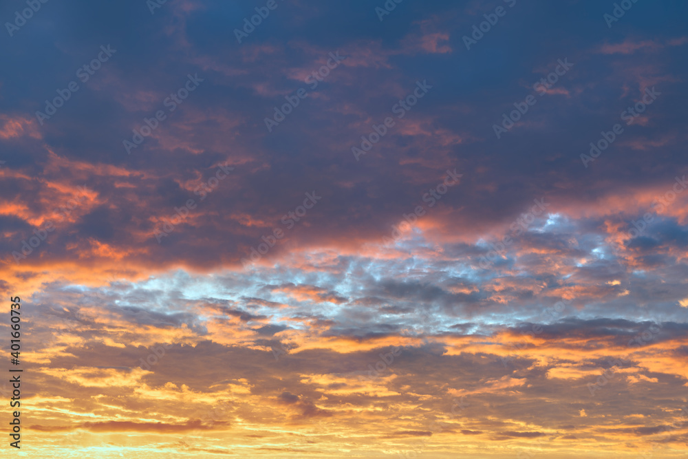Abstract image of colorful clouds at sunset