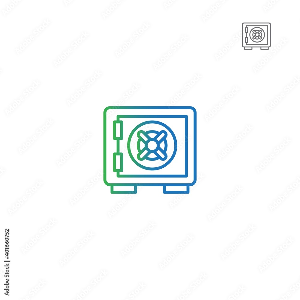 strong box gradient outline Icon. bank and financial vector illustration on white background strong box gradient outline Icon. bank and financial vector illustration on white background