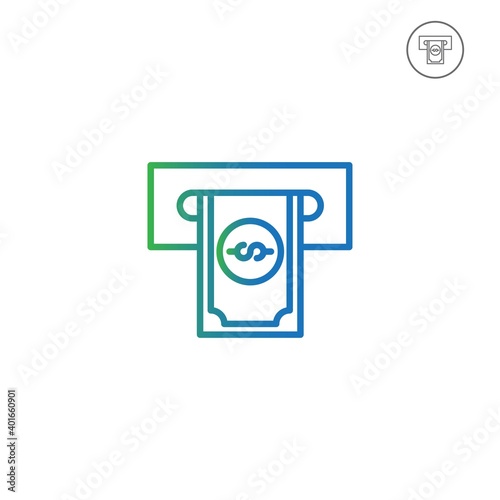 atm gradient outline Icon. bank and financial vector illustration on white background