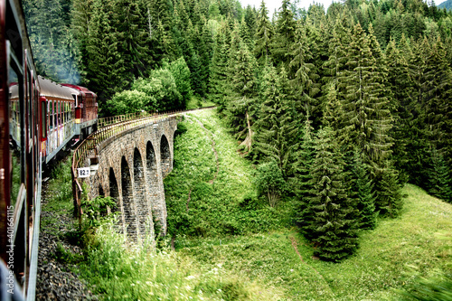 Train bridge over the valley photo