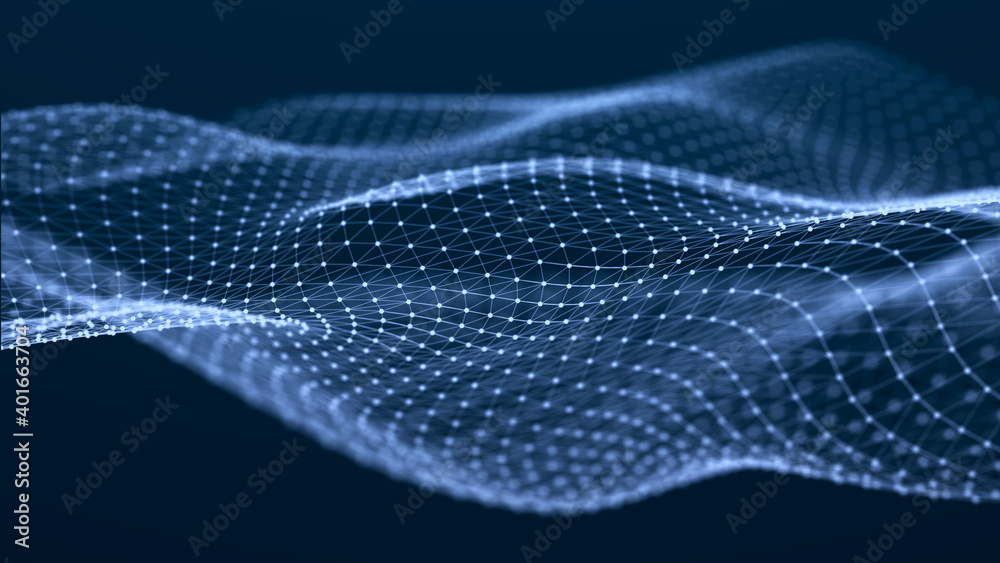 Futuristic wave with points and lines. Big data. Dynamic wave background. 3d rendering Futuristic wave with points and lines. Big data. Dynamic wave background. 3d rendering