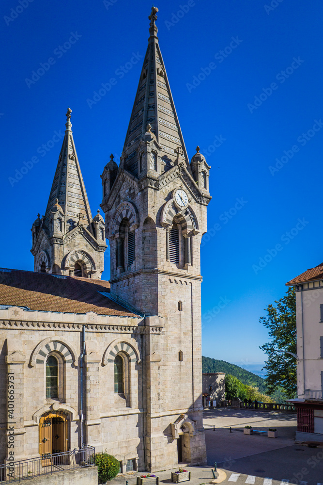 The 19th century neo byzantine St Regis Basilica in Lalouvesc, a small town of Ardeche, France, was built to honor a famous local saint. 
