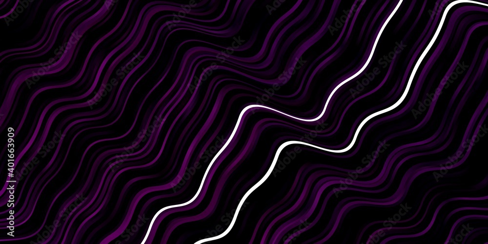 Dark Pink vector background with curved lines.