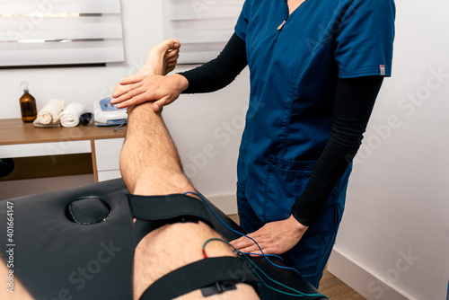 Unrecognized patient receiving electrotherapy photo