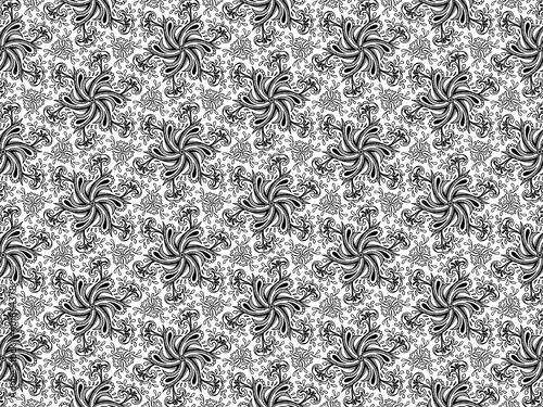Fototapeta Naklejka Na Ścianę i Meble -  Floral ornament pattern. Black and white round texture. Not seamless design.