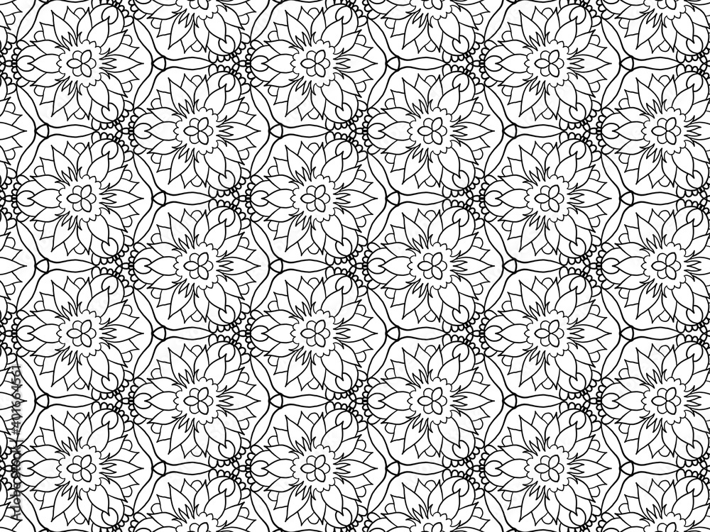 Floral ornament pattern. Black and white round texture. Not seamless design. Floral ornament pattern. Black and white round texture. Not seamless design.