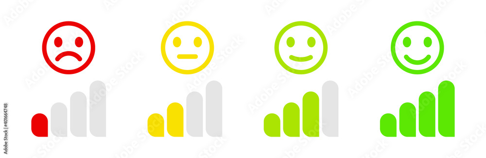 Network and phone signal icon. Remote network access collection - Modern vector. Degree satisfaction with feelings. Network and phone signal icon. Remote network access collection - Modern vector. Degree satisfaction with feelings.