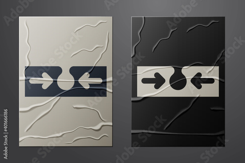 White Acne icon isolated on crumpled paper background. Inflamed pimple on the skin. The sebum in the clogged pore promotes the growth of a bacteria. Paper art style. Vector.