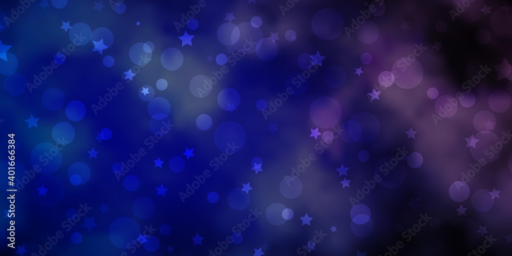 Light Pink, Blue vector pattern with circles, stars.