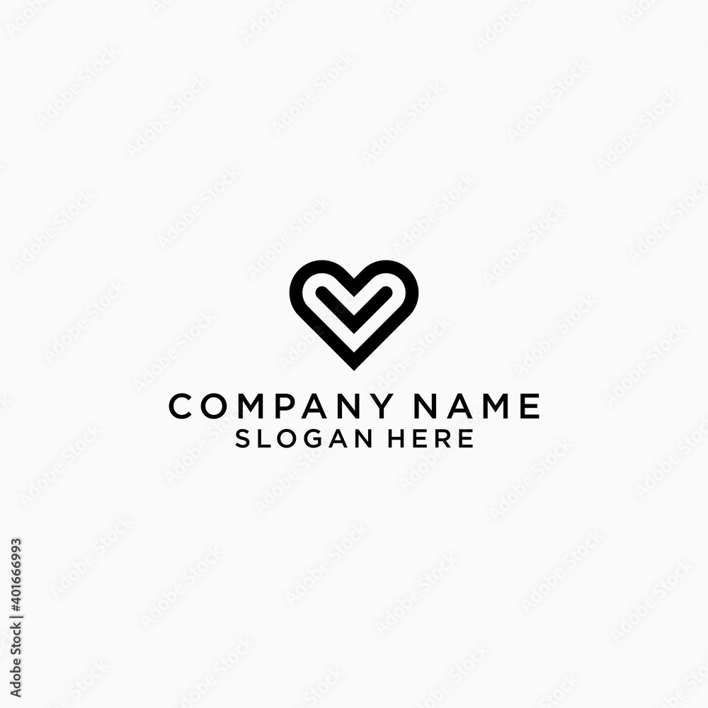 V LOVE monogram logo design inspiration