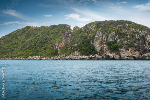 view of the cracked island in Arraial do Cabo, Rio de Janeiro, Brazil