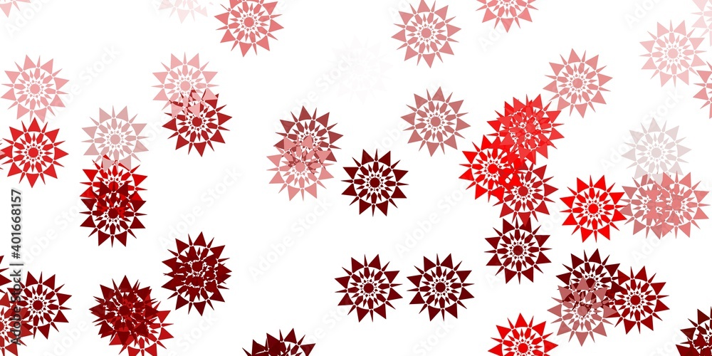 Light red vector texture with bright snowflakes.
