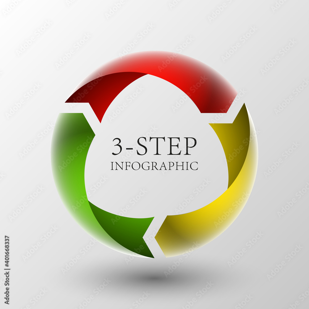 Modern three arrows origami style. Abstract template for background.