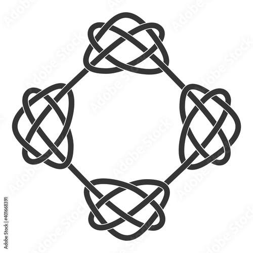 monochrome icon with Celtic knot art and ethnic ornaments