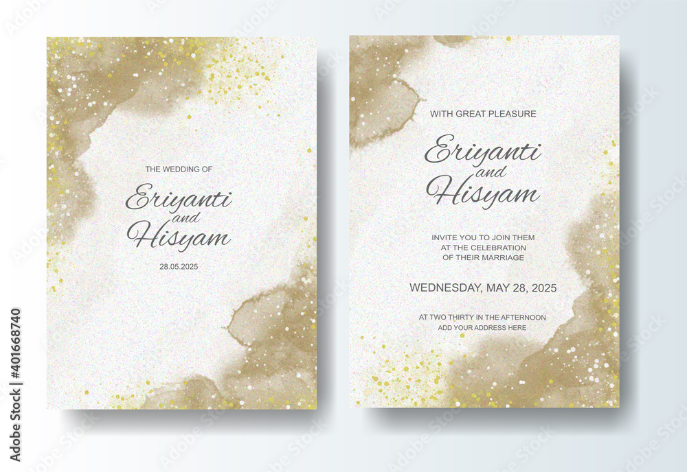 Beautiful wedding card watercolor with splash 