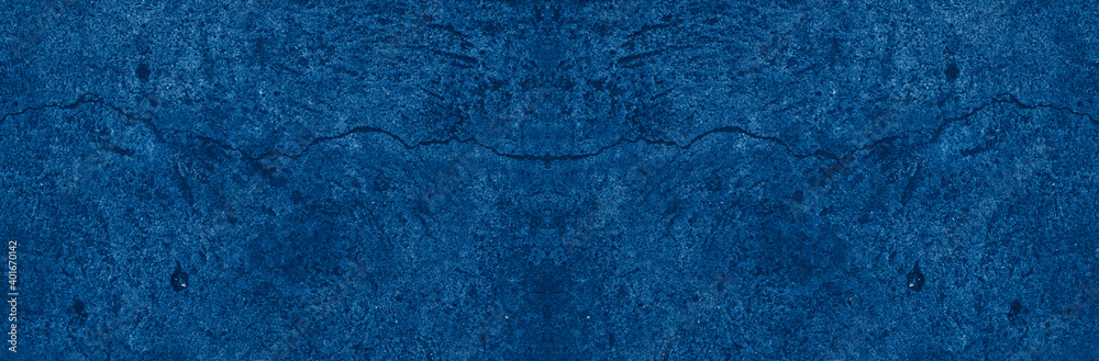 Old wall pattern texture cement blue dark abstract  blue color design are light with black gradient background. - obrazy, fototapety, plakaty 