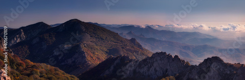 The Small Gates (Malye Vorota) mountain pass, Crimea panorama on autumn morning