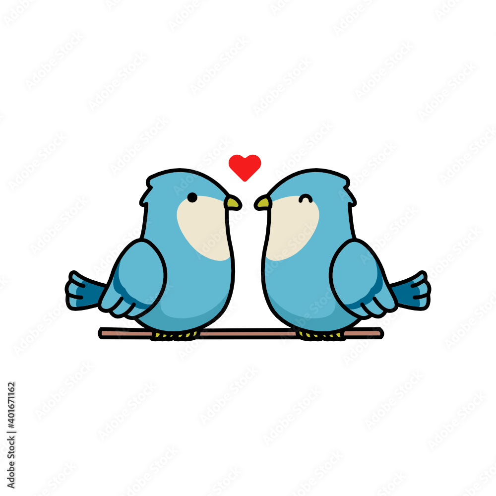 Cute couple bird in valentine day's theme Cute couple bird in valentine day's theme