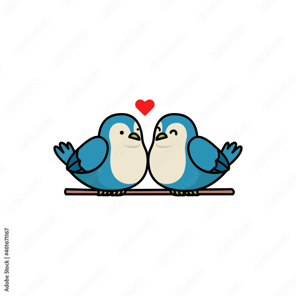 Cute couple bird in valentine day's theme