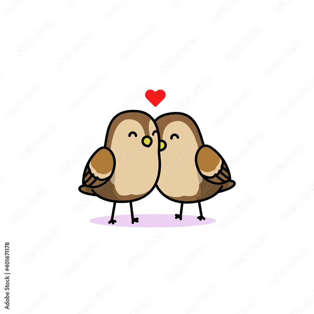 Cute couple bird in valentine day's theme Cute couple bird in valentine day's theme