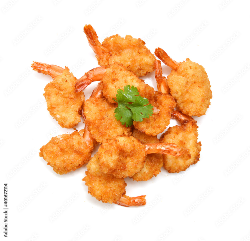 Stack butterfly shrimp on white background Stack butterfly shrimp on white background