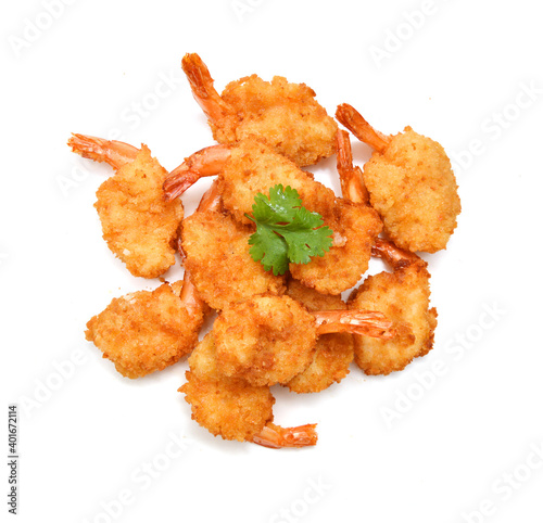 Stack butterfly shrimp on white background 