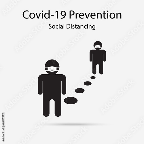Social distancing - Coronavirus preventive measures - Stop coronavirus spread self isolation icon
