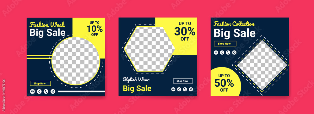 Social media post templates for fashion week. Social media post template for digital marketing and sale promo. fashion advertising. Social media banner offer. Social media post templates for fashion week. Social media post template for digital marketing and sale promo. fashion advertising. Social media banner offer.