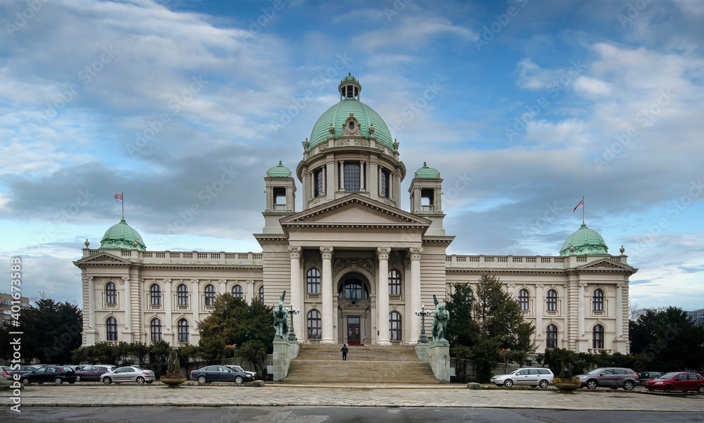 Parliament of the Republic of Serbia (Narodna skupstina Republike Srbije) in Belgrade (Beograd). The building of the National Assembly