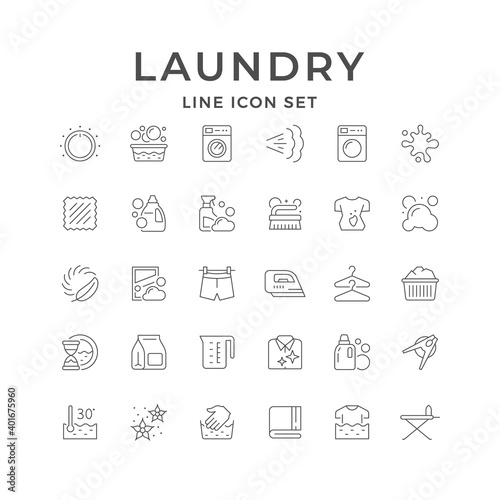 Set line icons of laundry